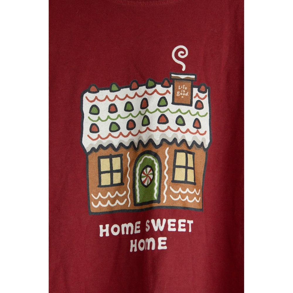Life is Good Womens Red Gingerbread Home Sweet Home Long Sleeve Crusher Tee XXL - Picture 8 of 14